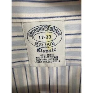 Brooks Brothers Mens Shirt Regent Stripe French Cuff Button Up 17 33 XL Non Iron